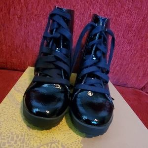 Black Patent Leather Booties